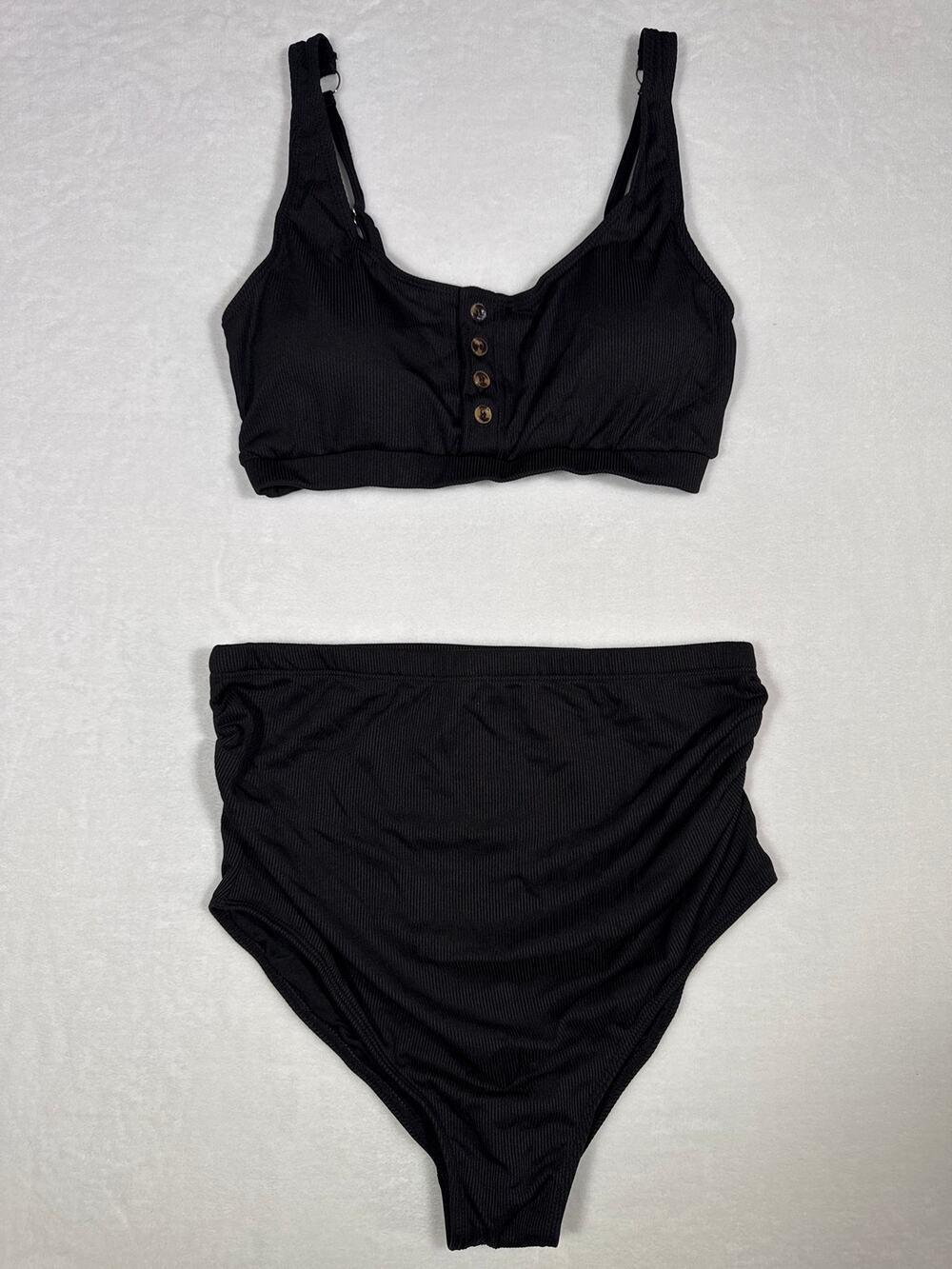 NWOT Black Maternity Bathing Suit with Ribbed Material Size S